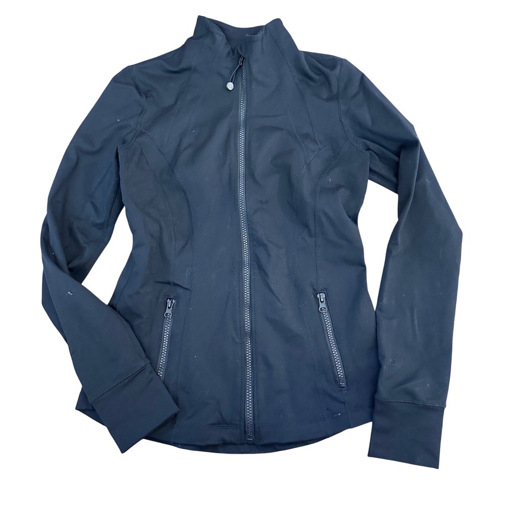 90 Degree by Reflex Womens Black Full Zip Track Jacket Mock Neck Size S